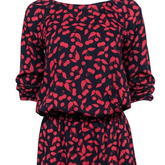 Joie Arryn B Elastic Drop Waist Cherry Print Fruits Blouson Mini Dress S - Picture 2 of 10